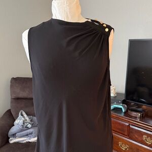 Tahari Black Backless Dress with Gold Accents